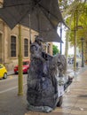 Man makes Don Quixote statue on the Ramblas Royalty Free Stock Photo